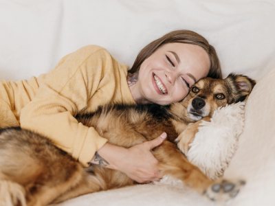 woman-petting-adorable-dog